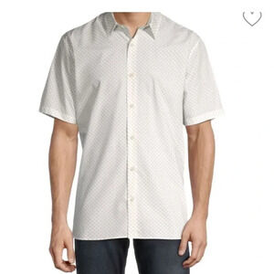 Vince Classic Fit Micro Print Button Down Shirt Short Sleeve Size Large